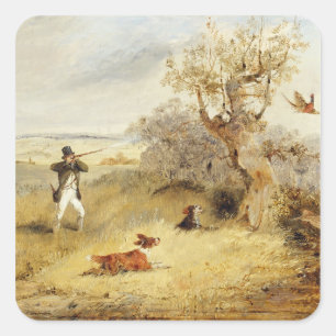 Pheasant Shooting (oil on canvas) 2 Square Sticker