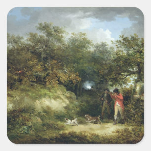 Pheasant Shooting (oil on canvas) 3 Square Sticker