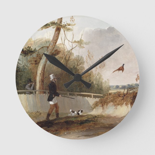 Pheasant Shooting (oil on canvas) Round Clock (Front)