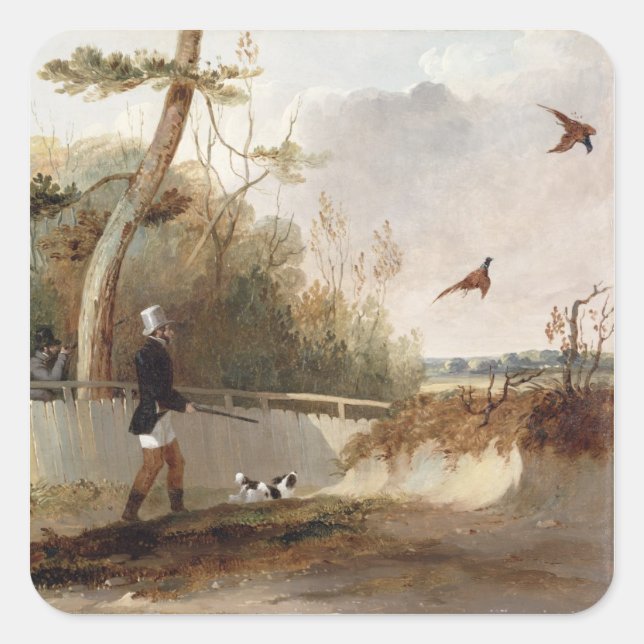 Pheasant Shooting (oil on canvas) Square Sticker (Front)