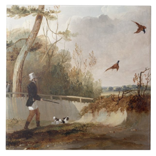 Pheasant Shooting (oil on canvas) Tile (Front)