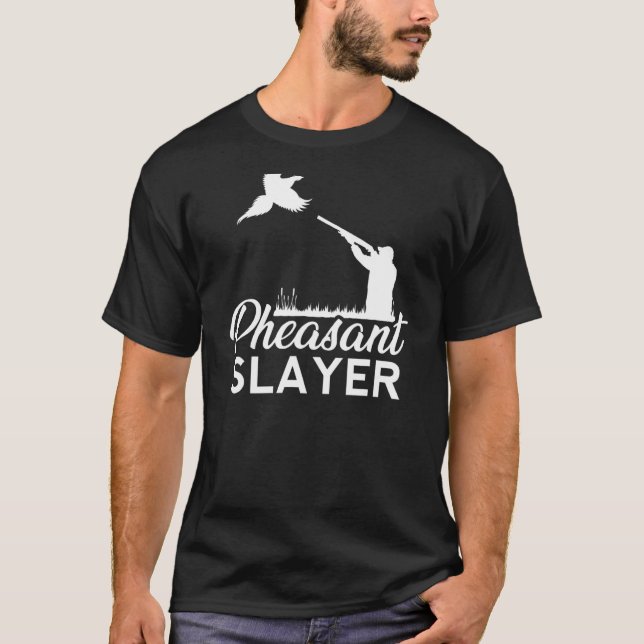 Pheasant Slayer Hunting Hunter Bird Plucking Retro T-Shirt (Front)