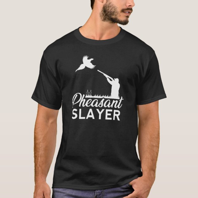 Pheasant Slayer Hunting Hunter Bird Plucking Retro T-Shirt (Front)