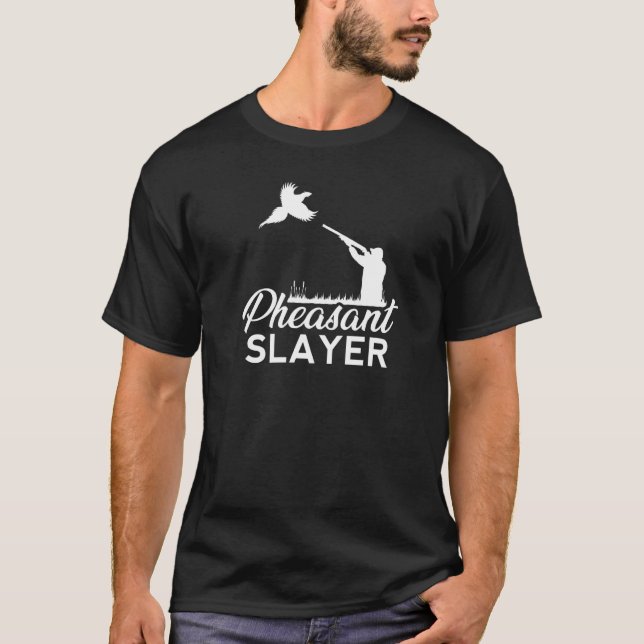 Pheasant Slayer Hunting Hunter Bird Plucking Retro T-Shirt (Front)