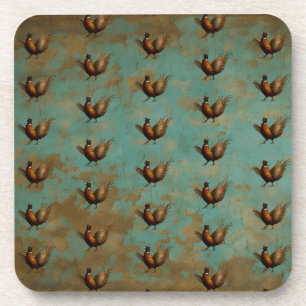 Pheasant strutting design hard plastic coaster