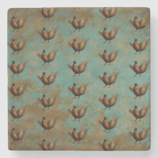 Pheasant strutting design stone coaster