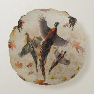 Pheasant  tapestry poster acrylic print triptych k round cushion