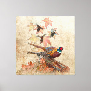 Pheasant  tapestry poster triptych canvas print