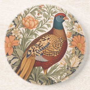 Pheasant Vintage Floral William Morris Inspired  Coaster
