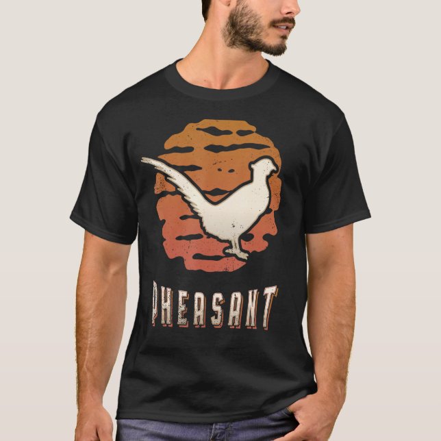 Pheasant Vintage Retro Classic Animal Sunset T-Shirt (Front)