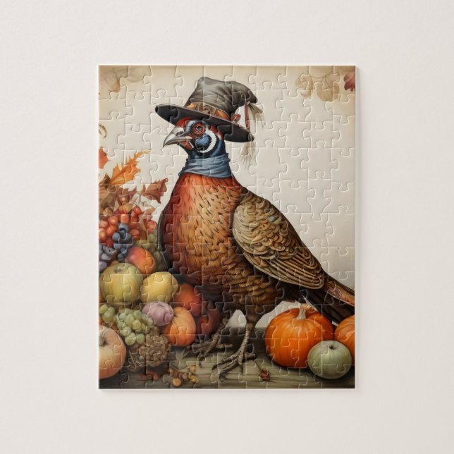 Pheasant wearing at thanksgiving jigsaw puzzle (Vertical)