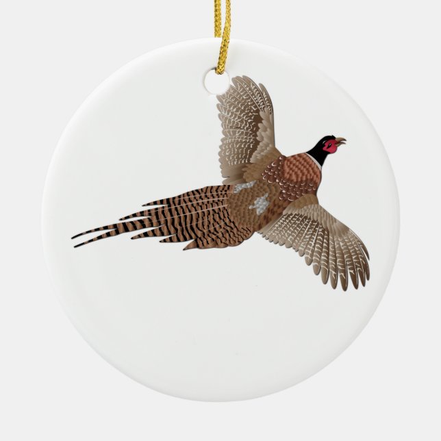 Pheasant without Text Ceramic Tree Decoration (Front)