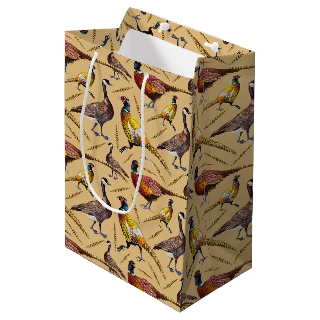 Pheasants And Geese Gift Bag (Front Angled)