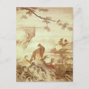 Pheasants and peonies, from a series of scrolls postcard