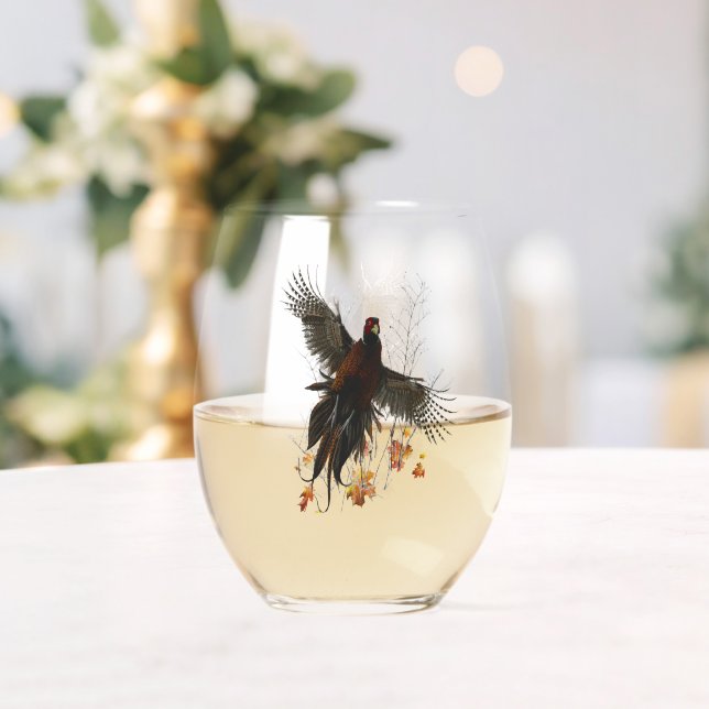 Pheasants Forever Stemless Wine Glass (Insitu (Wedding))