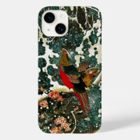 Pheasants in Snow, Pine Tree,Roses,Japanese Floral