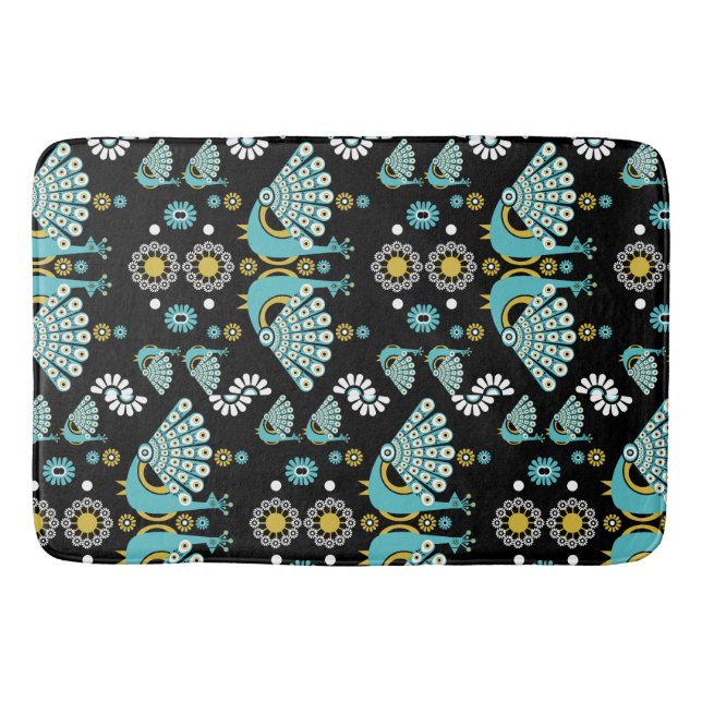  Pheasants Peacock Art Bath Mat (Front)