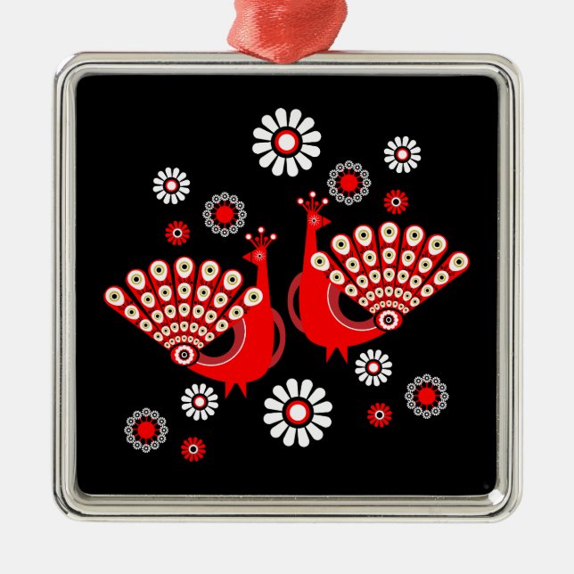  Pheasants Peacock Art Metal Tree Decoration (Front)