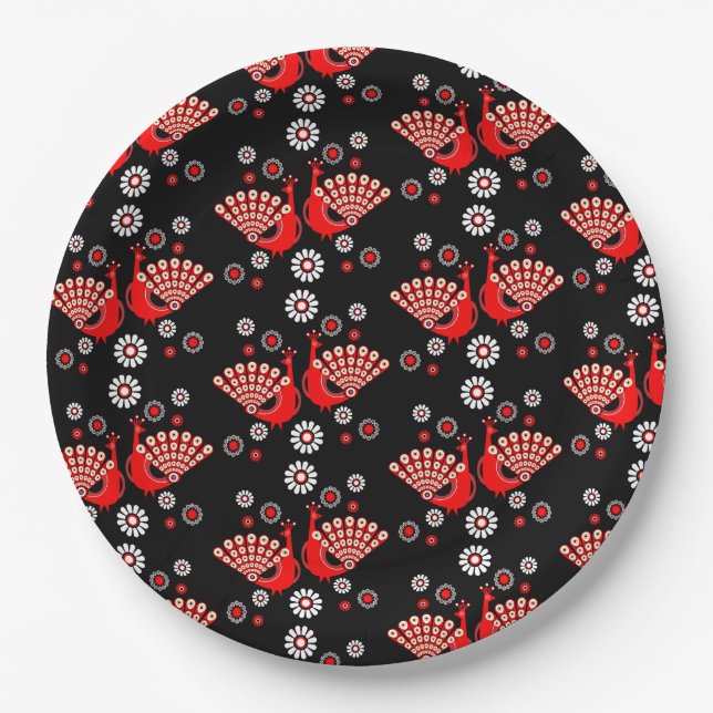  Pheasants Peacock Art Paper Plate (Front)