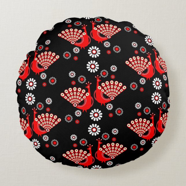  Pheasants Peacock Art Round Cushion (Front)