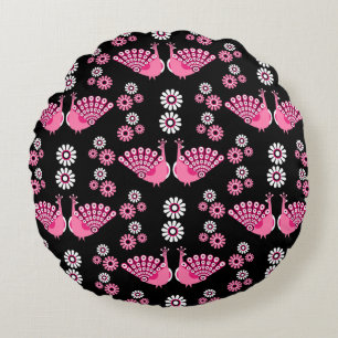 Pheasants Peacock Art Round Cushion