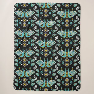 Pheasants Peacock Art Sherpa Blanket
