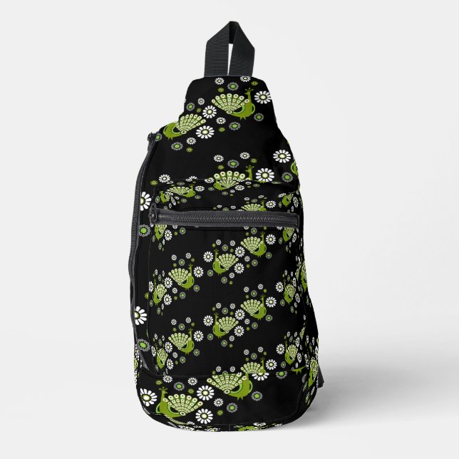  Pheasants Peacock Art Sling Bag (Front)