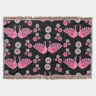 Pheasants Peacock Art Throw Blanket