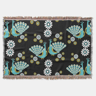 Pheasants Peacock Art Throw Blanket
