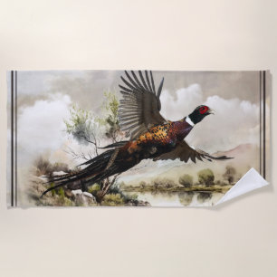 Pheasants, Royal Hunting Art Beach Towel
