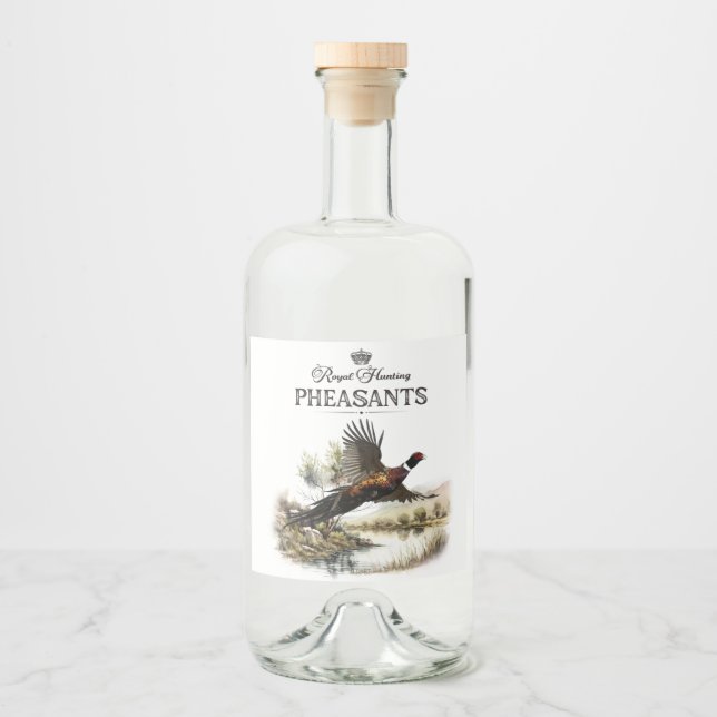 Pheasants, Royal Hunting Liquor Bottle Label (Front)