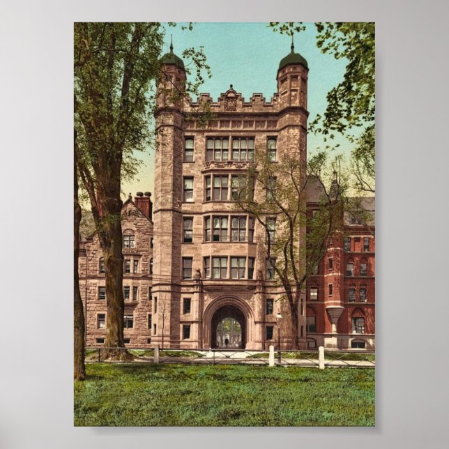 Phelps Hall and gateway, Yale College rare Photoch Poster (Front)