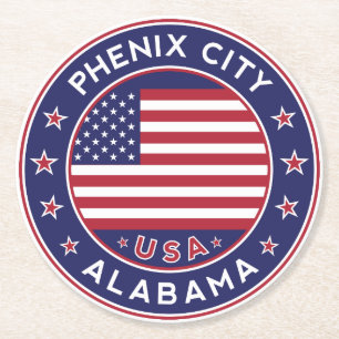 Phenix, Alabama Round Paper Coaster