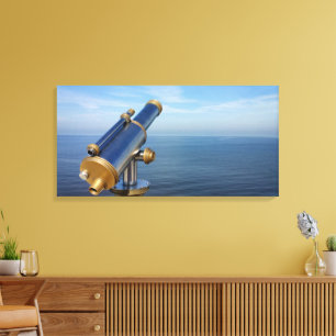 Phenomenal observation telescope with ocean view canvas print