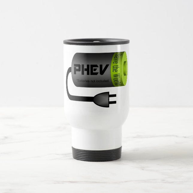 PHEV green top battery and plug Travel Mug (Center)
