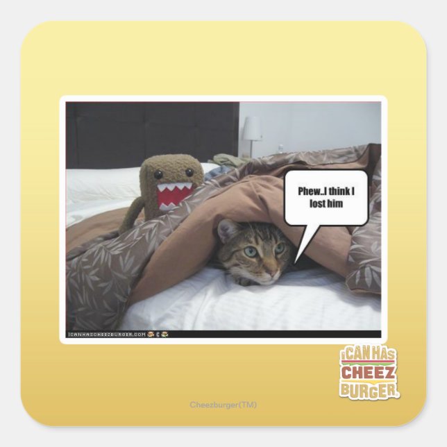 Phew I think I lost him Square Sticker (Front)