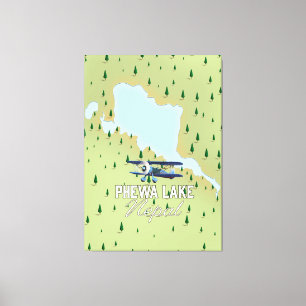 Phewa Lake Nepal travel map Canvas Print