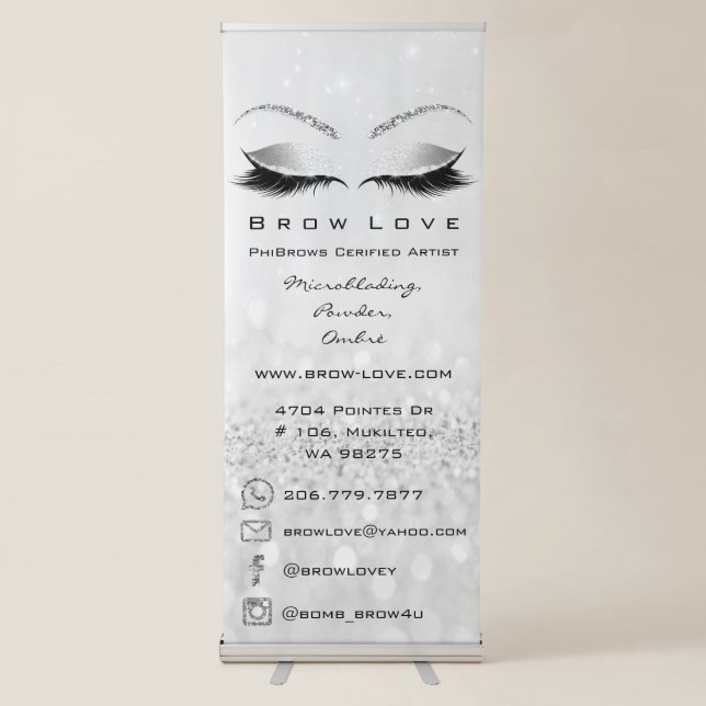 Phi Brows Lash Brow Culture Glitter Eyes Grey Retractable Banner (Front)