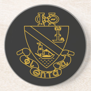 Phi Chi Theta Crest   Gold and Black Coaster