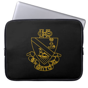 Phi Chi Theta Crest Gold and Black Laptop Sleeve