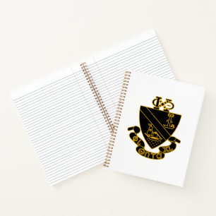 Phi Chi Theta Crest   Gold and Black Notebook