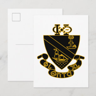 Phi Chi Theta Crest Gold and Black Postcard