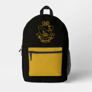Phi Chi Theta Crest Gold and Black Printed Backpack