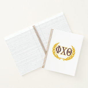 Phi Chi Theta   Greek with Wreath Notebook