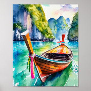 Phi Phi Island Krabi Thailand Watercolor Poster