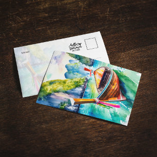 Phi Phi Islands Krabi Thailand Watercolor Postcard