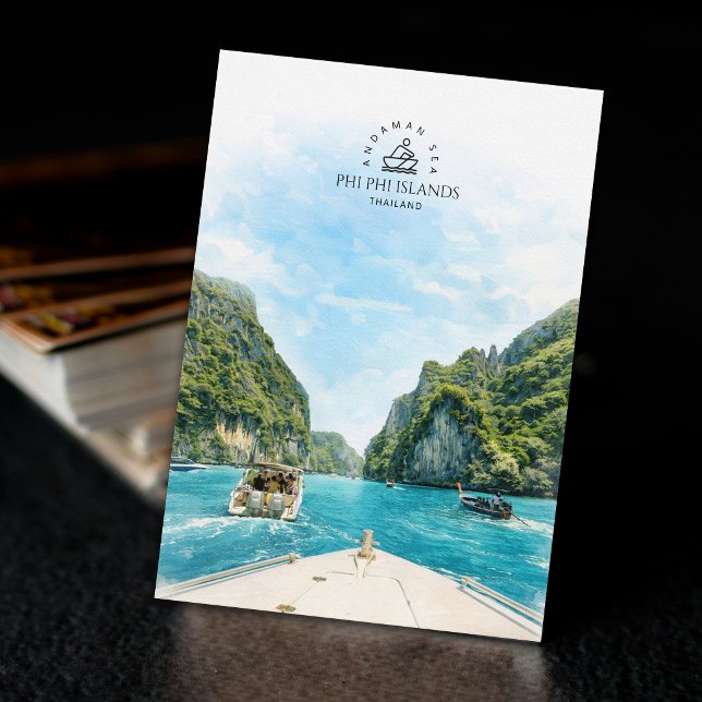 Phi Phi Islands, Thailand | Watercolor Souvenir  Postcard (Phi Phi Islands, Thailand | Watercolor Souvenir Postcard)