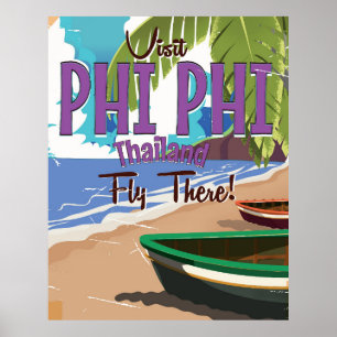 Phi Phi thailand vintage travel poster