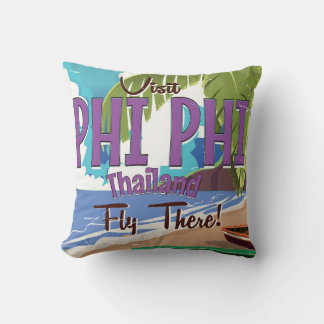 Phi Phi thailand vintage travel poster Cushion