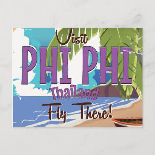 Phi Phi thailand vintage travel poster Postcard